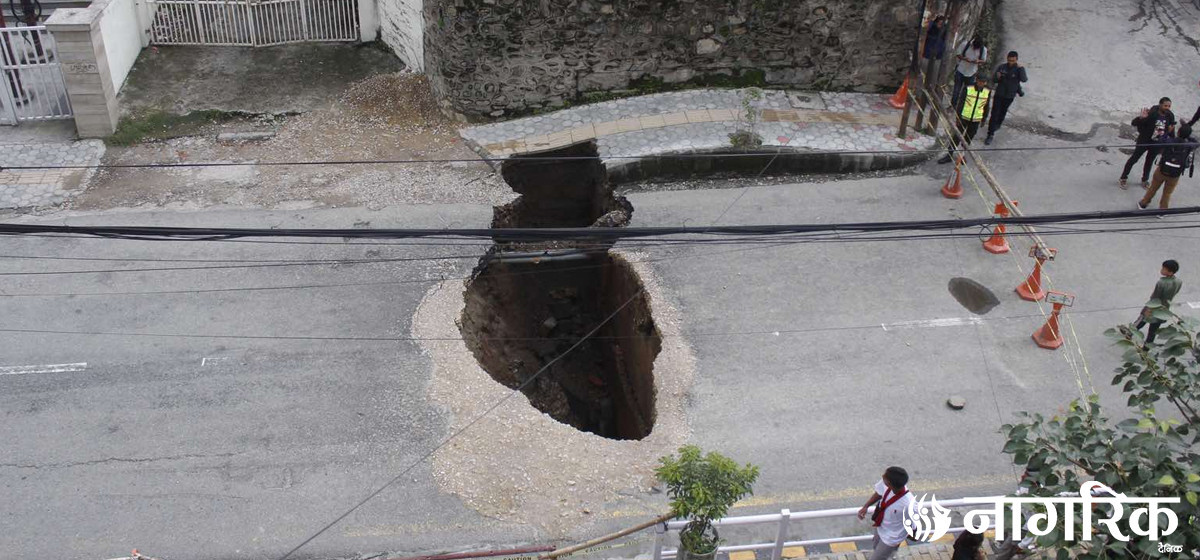 Showing a big ditch on the road, Mayor Balen said, ‘This is the road over Tukucha’