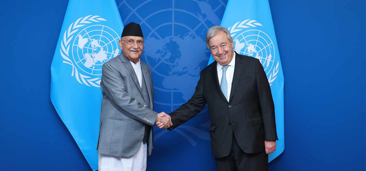 PM Oli meets with UNSG Guterres