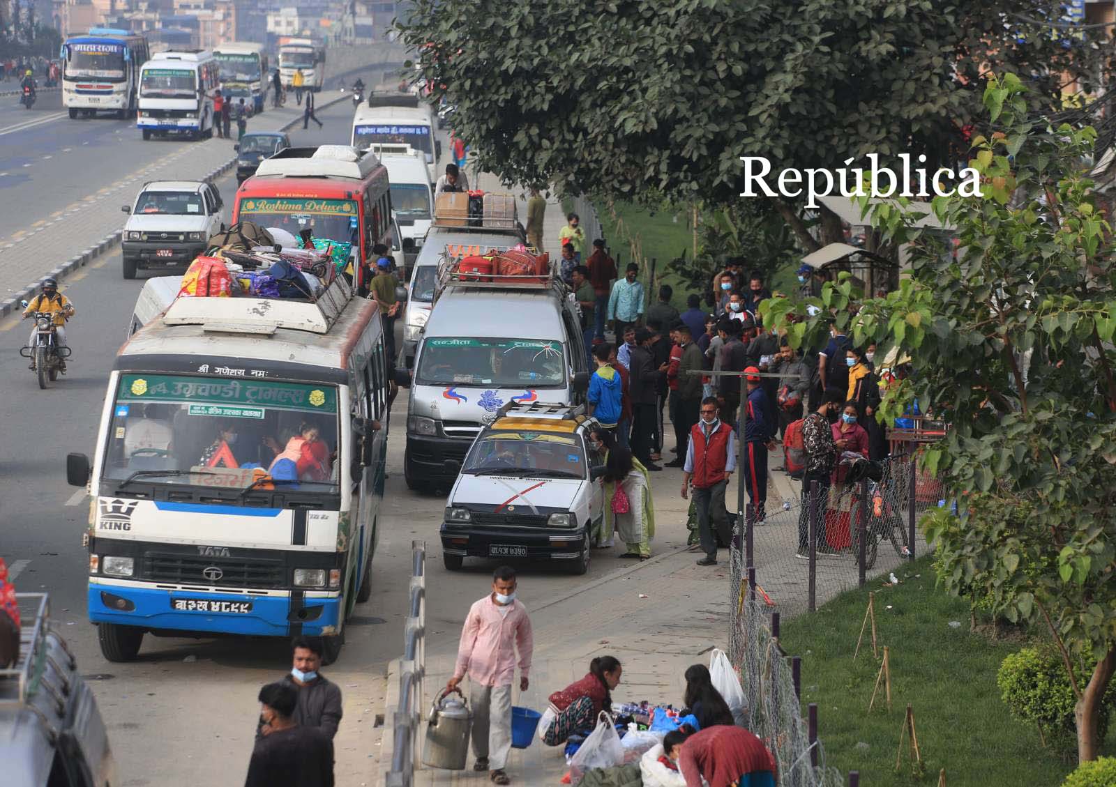 IN PICS: People leaving Valley in hordes for Dashain