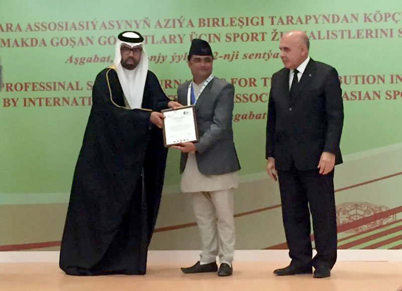 Journalist Phuyal awarded AIPS Asia Gold Medal