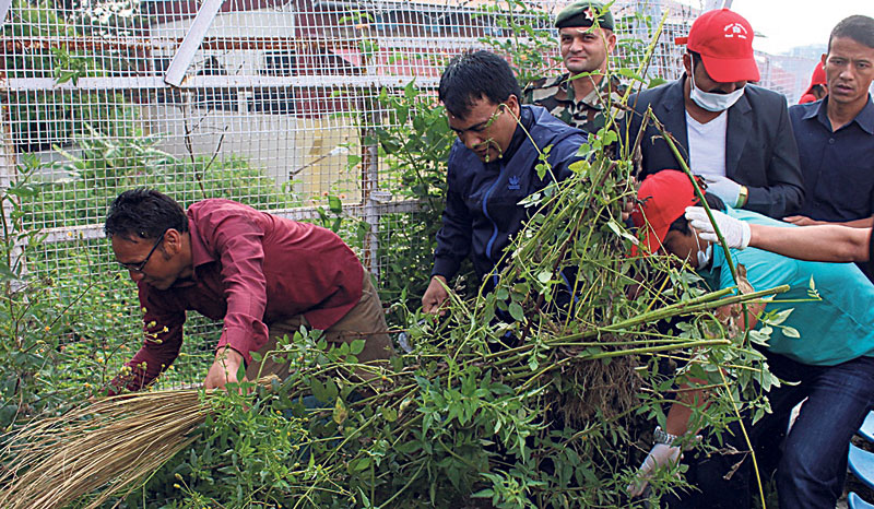 Minister Sripali leads stadium cleanup campaign
