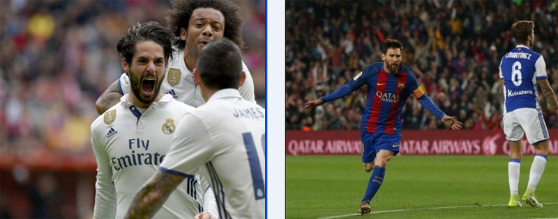 Double delight for Messi, Isco as Barca and Real bag nervy wins