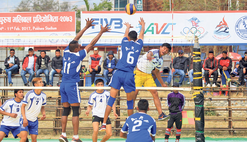 APF continues its winning streak in Srijana volleyball