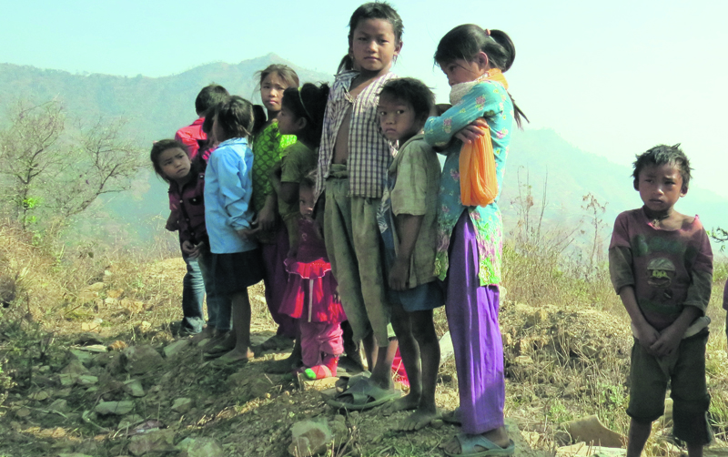 Kids in Chepang village spend time playing in lack of school