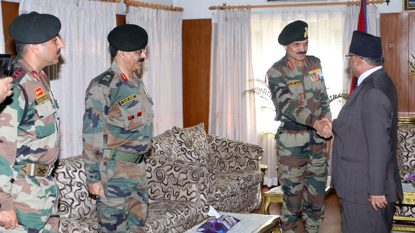 Visiting Indian Army Chief Singh calls on PM Dahal
