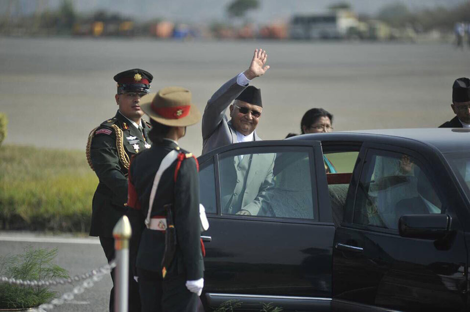 PM Oli leaves for India on three-day state visit today (with photos)