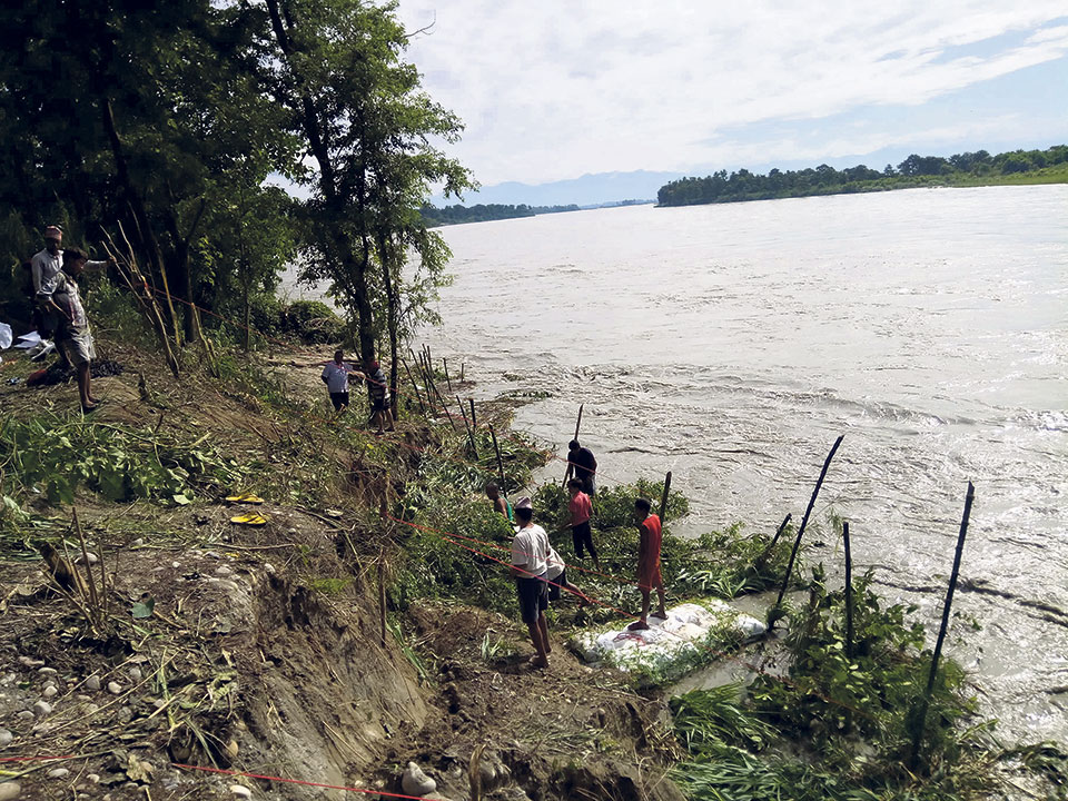 Locals fear another nightmare as Karnali River gushes toward settlement areas