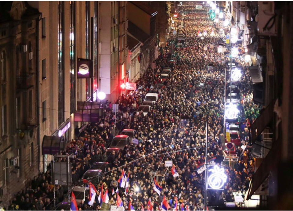 Thousands protest against Serbian president