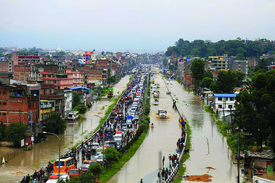 What flooded Bhaktapur?