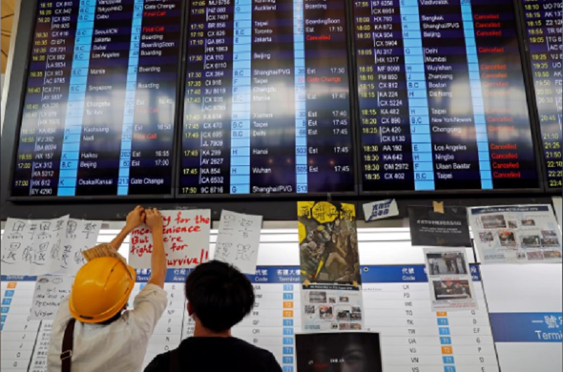 Hong Kong airport authority cancels all flights for Monday