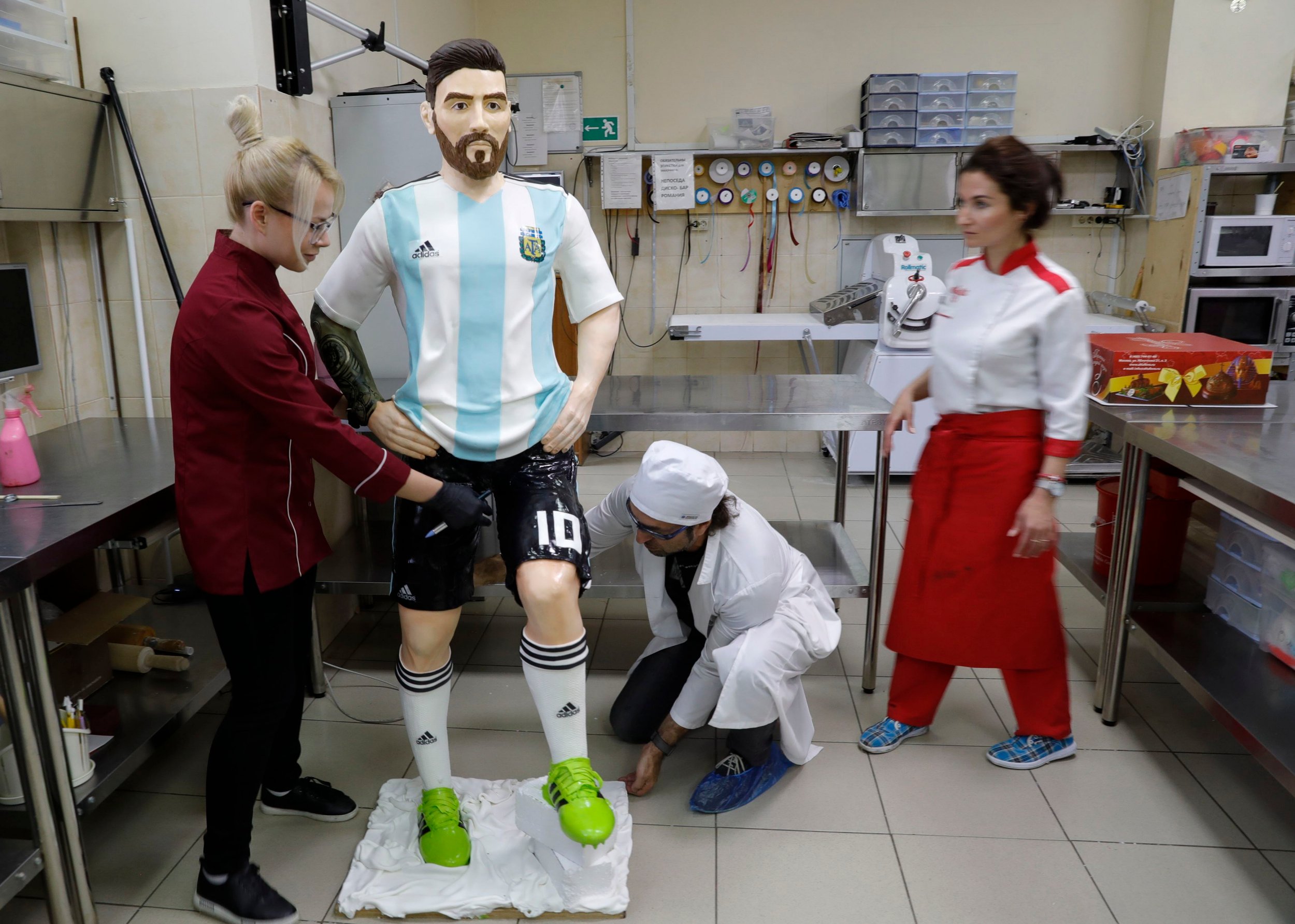 Life-size chocolate Lionel Messi for his birthday