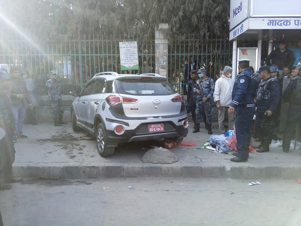 12 injured after being hit by car at Sundhara