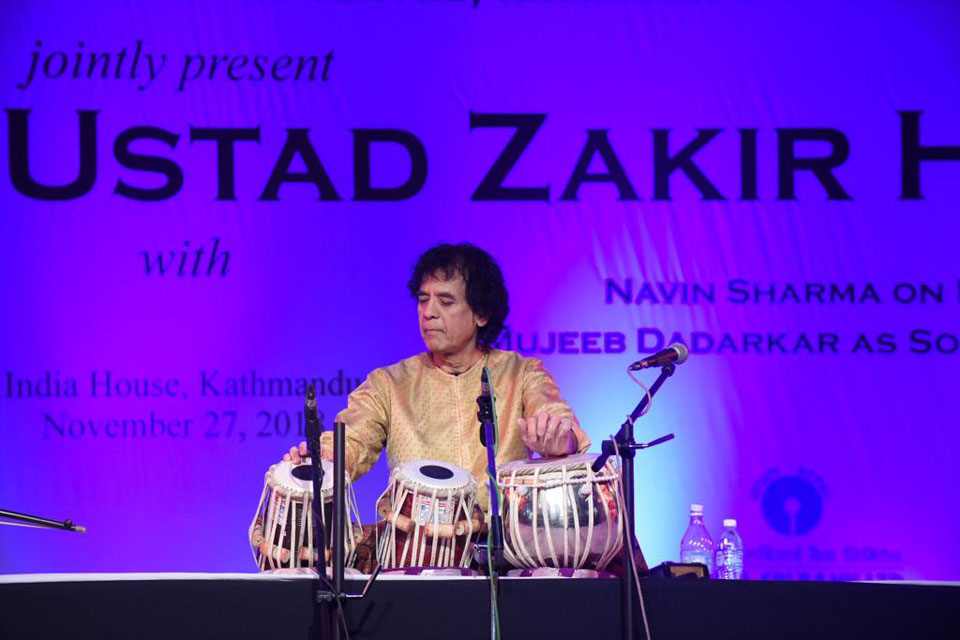 Ustad Zakir Hussain gives Tabala performance in Kathmandu