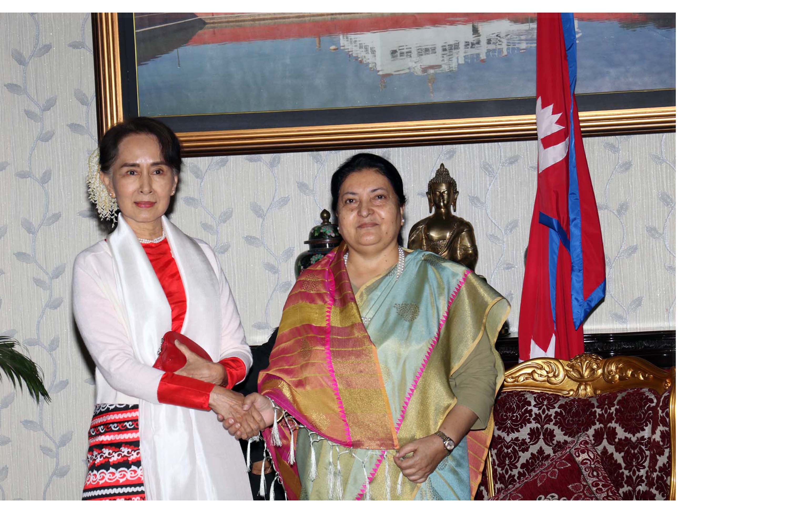 Aung San Suu Kyi, Prez Bhandari meets