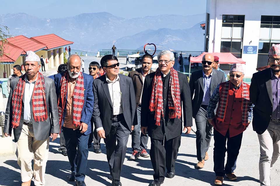 Indian leader Yechuri visits Chandragiri hill
