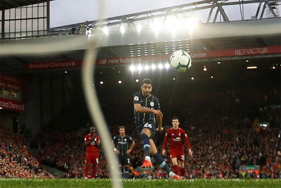 City's Mahrez misses late penalty in stalemate at Liverpool