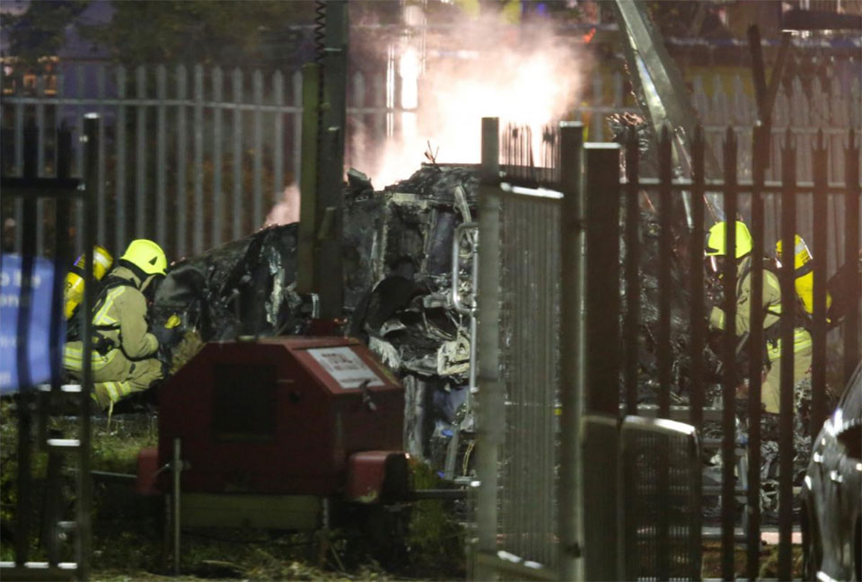 Leicester City football club owner's helicopter crashes outside stadium