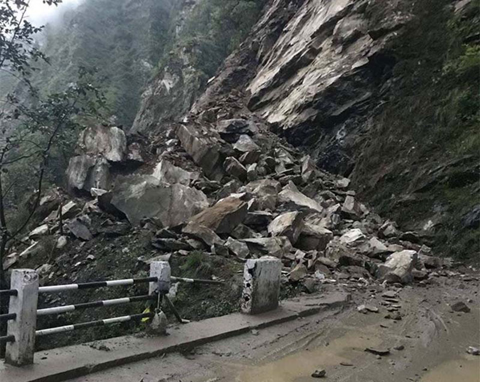 Two killed, nine injured in Rasuwa landslide