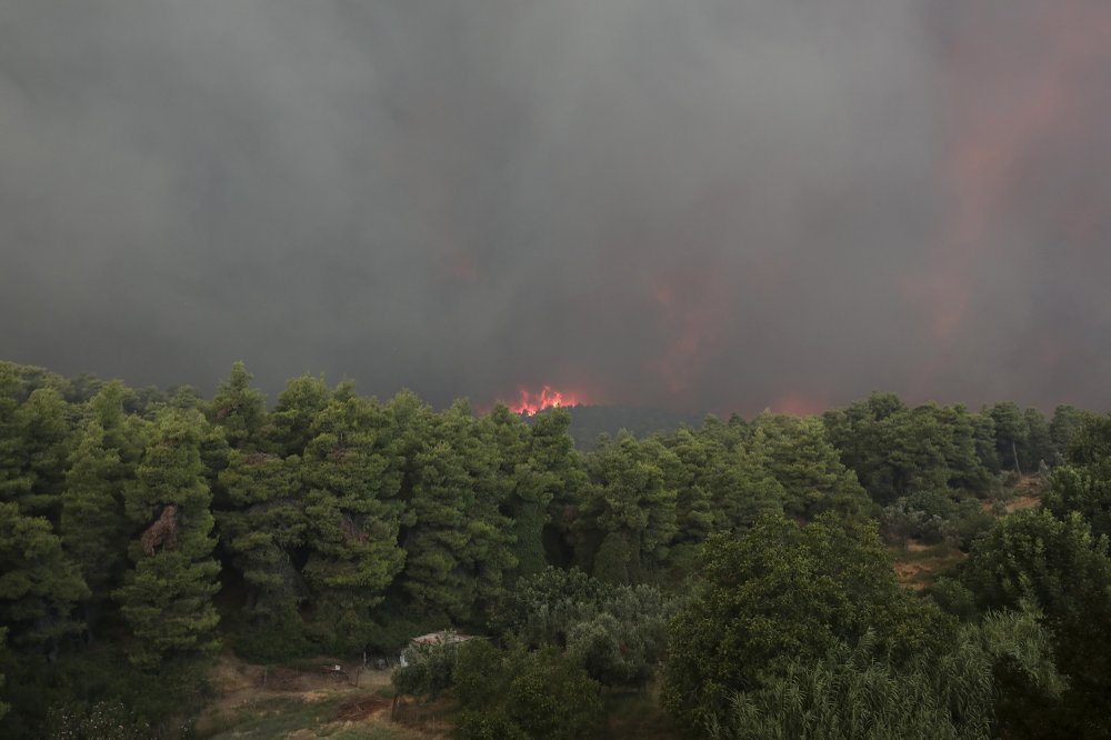 Villages evacuated as fire burns Greek island nature reserve