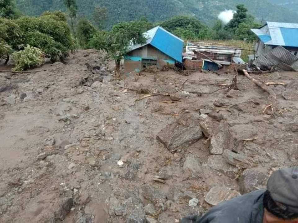 Two persons go missing, ten houses buried in Dolakha landslides
