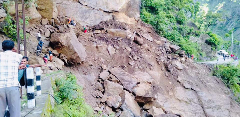 Karnali highway road blocked due to landslides