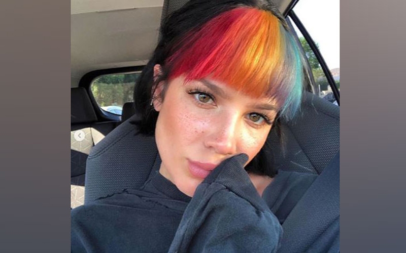 Halsey gives new hair goals with rainbow highlights