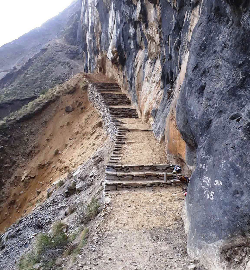 Trekking route to Dhaulagiri base camp repaired, widened