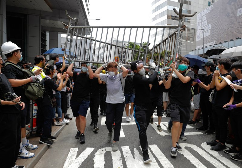 Protesters gather again outside Hong Kong government offices
