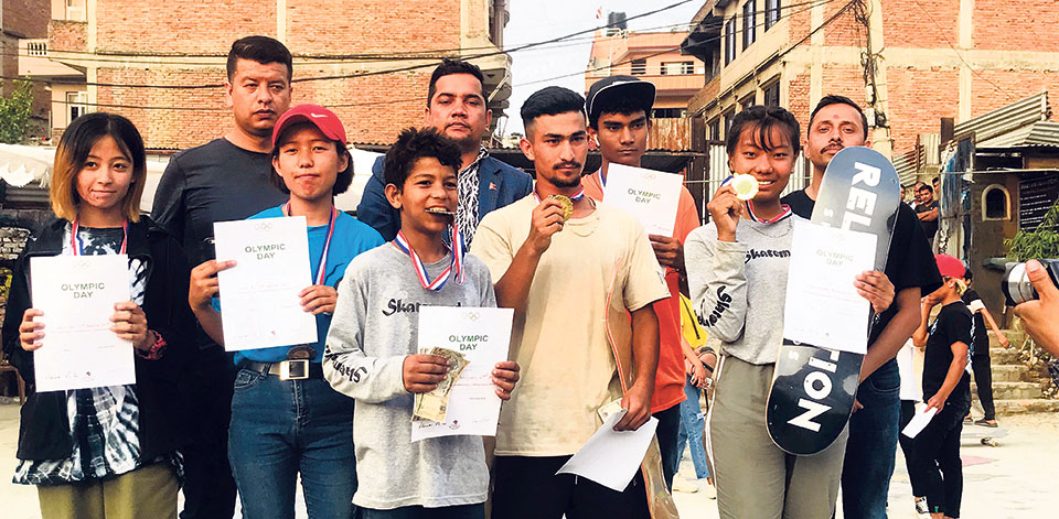 Bardewa, Shrestha win skate-boarding championship
