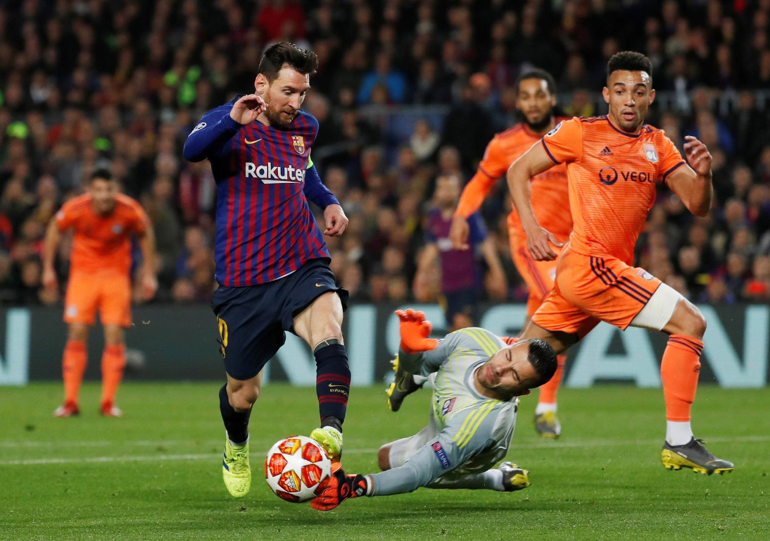 Relentless Messi leads demolition of Lyon to take Barca through