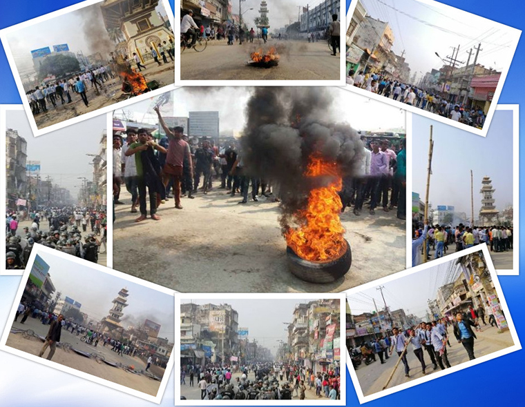 Five police personnel injured during clashes with students in Province 2 districts (with photos)
