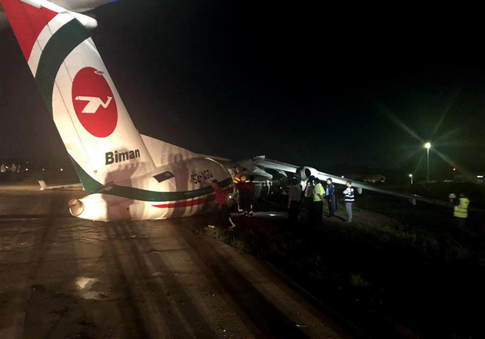 18 injured after Bangladeshi plane skids off runway at Myanmar's airport