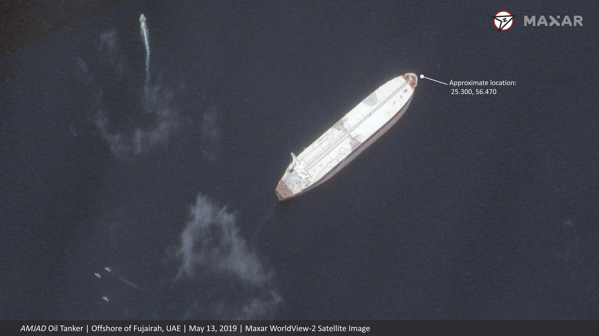 Satellite images show oil tankers allegedly sabotaged