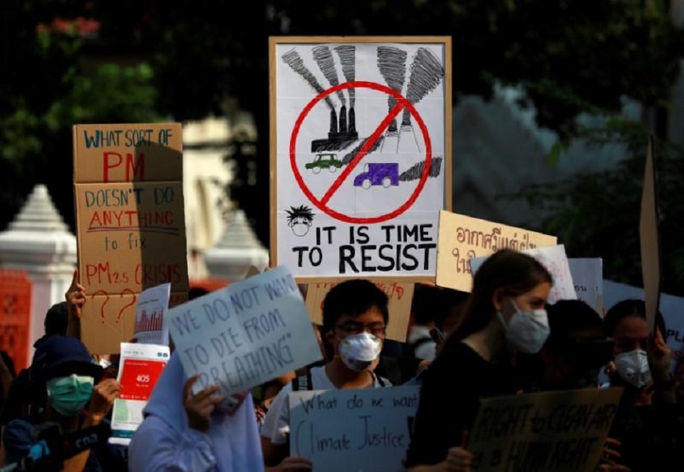 Thai protesters demand action as air pollution clouds Bangkok