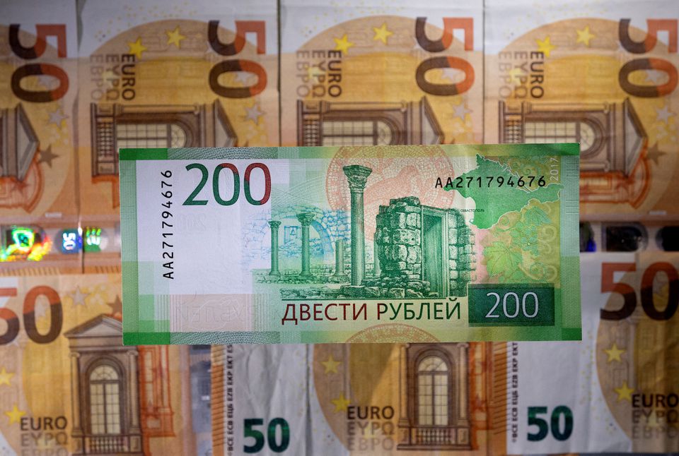 Russian rouble leaps to near 7-year high vs euro