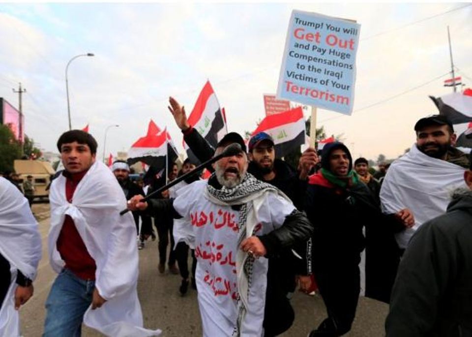 'No, No America': Thousands of Iraqis rally against U.S. military presence