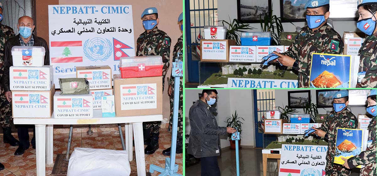Nepal Army peace mission distributes COVID-19 kits to local community in Lebanon