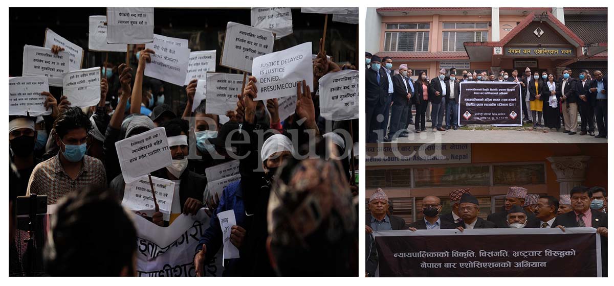 Lawyers stage protest for the second day demanding resignation of CJ Rana (With photos)