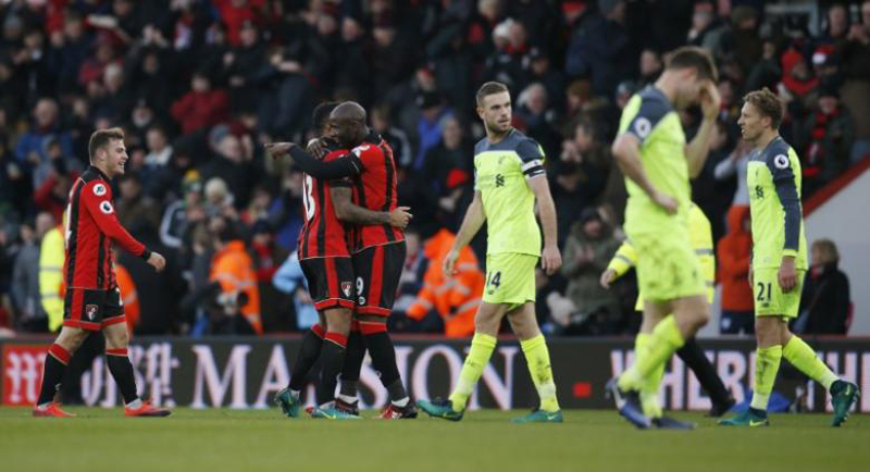 Liverpool beaten at Bournemouth after twice losing two-goal lead