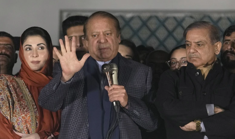 Pakistan’s ex-PM Sharif says he will seek a coalition government after trailing jailed rival Khan