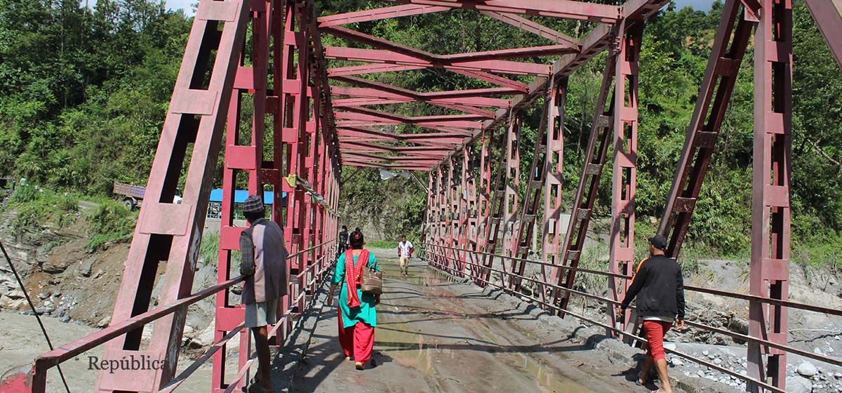 The last bridge connecting Helambu to rest of the world in bad shape