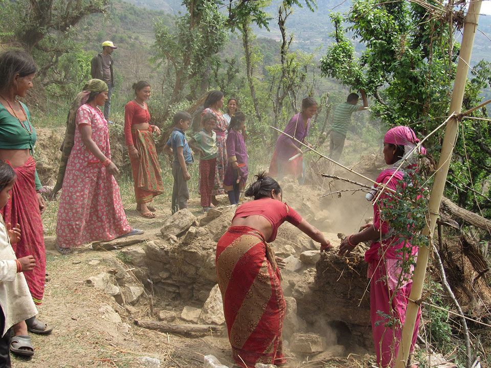 Women demolishing Chhaupadi sheds in Achham