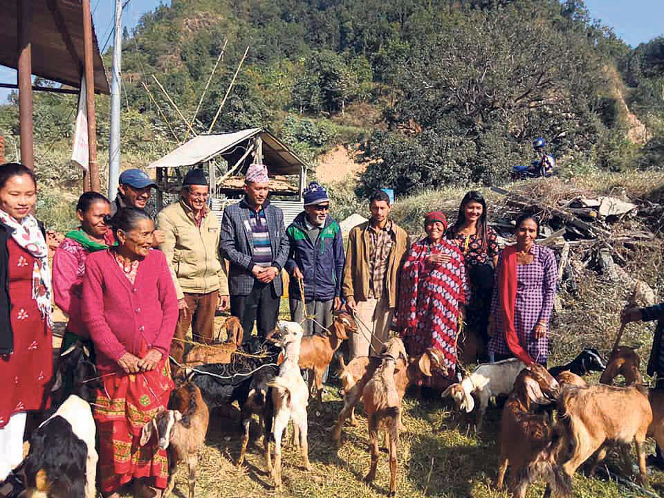 Needy provided with goats for income generation in Dhading