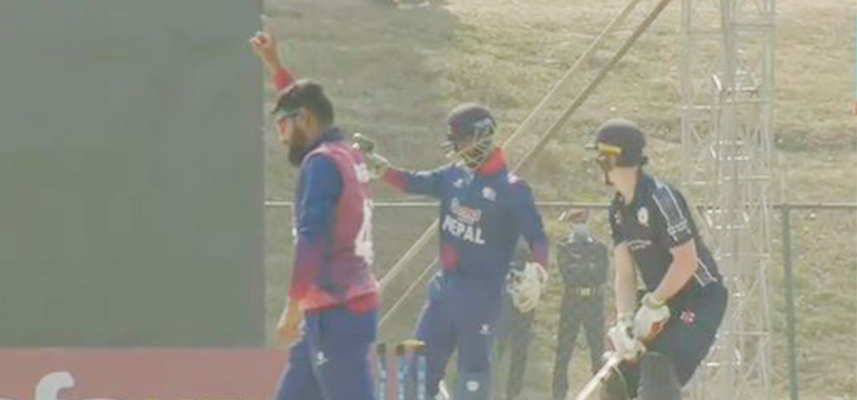 Dipendra Singh Airey takes seventh wicket for Nepal