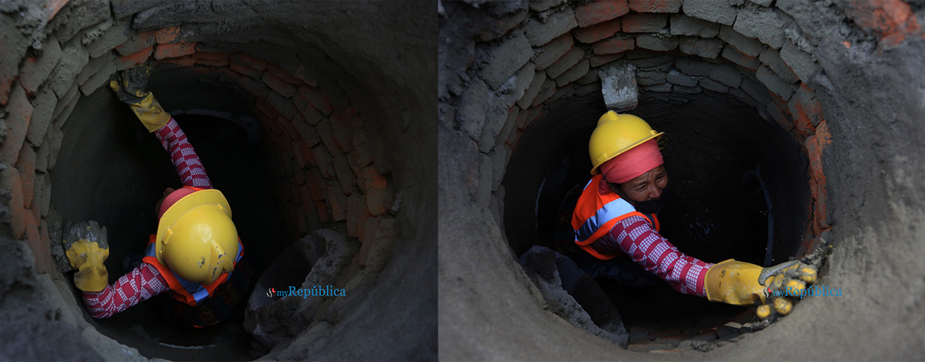 Photos: Kathmandu’s sewage system being repaired