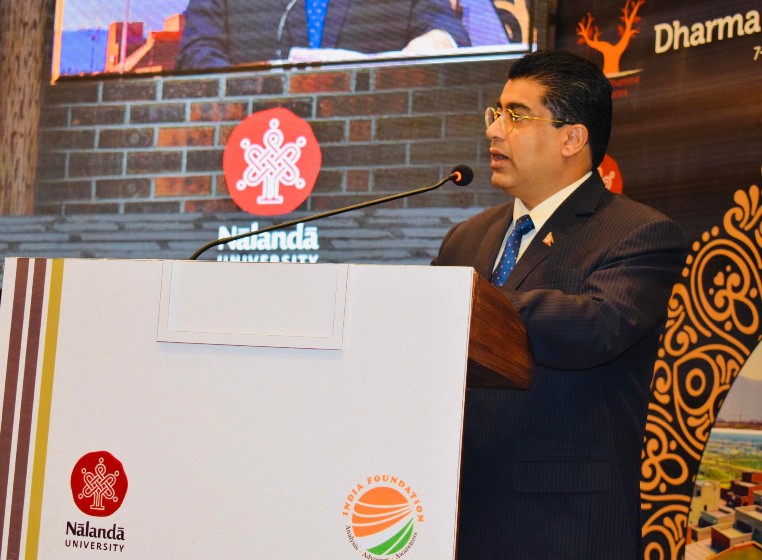 Former Minister Dhakal addresses India Foundation conference at Nalanda University
