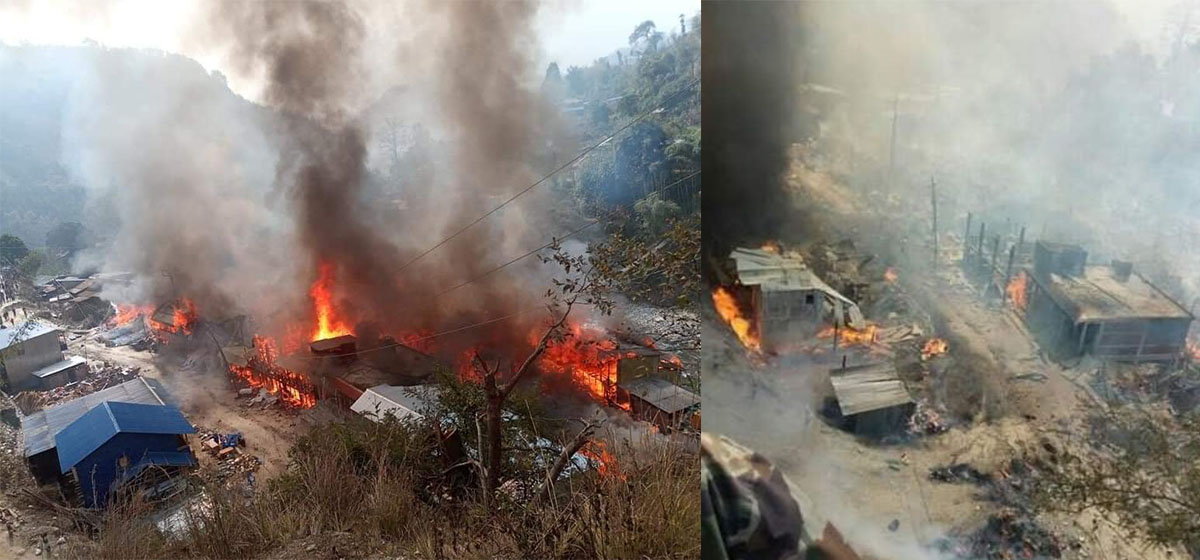 At least 40 houses gutted in fire in Taplejung's Dobhan Bazaar