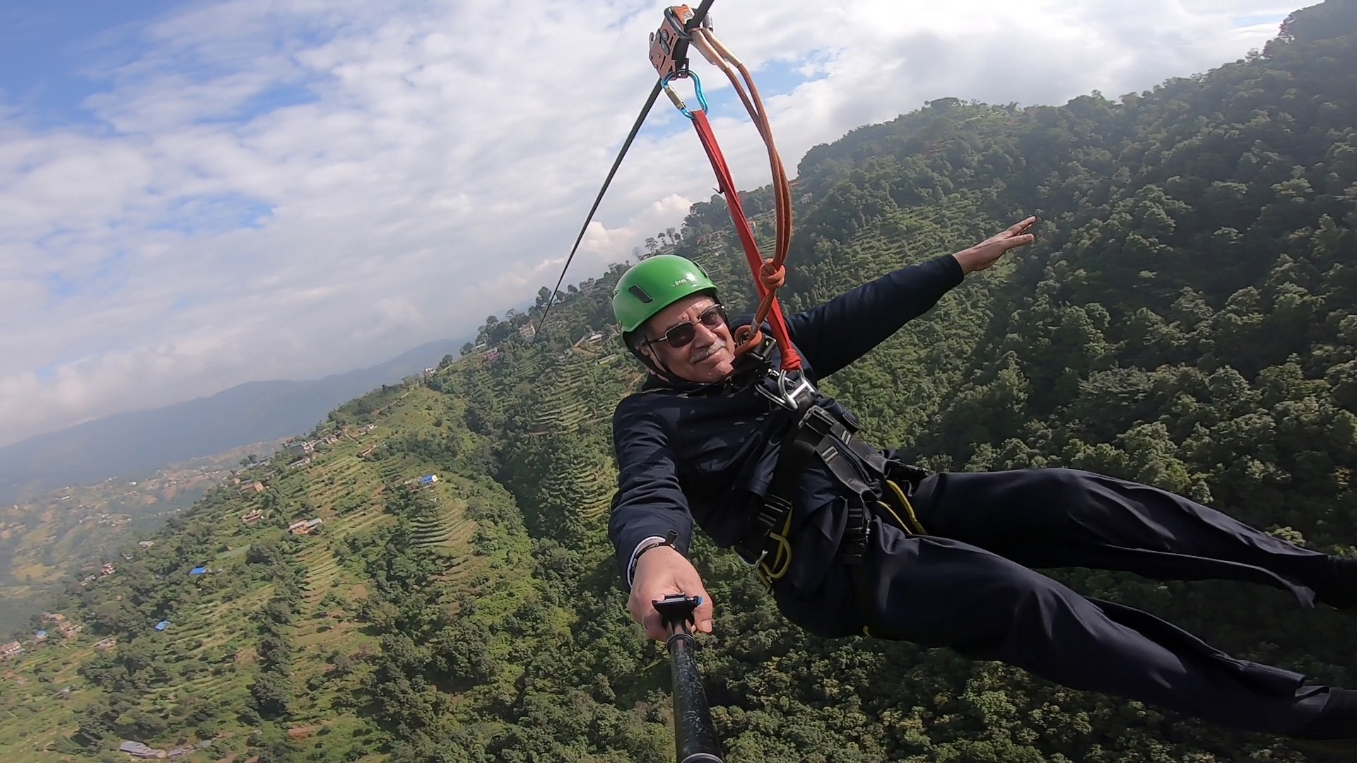 Maoist Center Chairman Dahal takes Dhulikhel Zipline ride (photo feature)