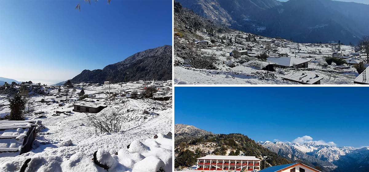 PHOTOS: Seven mesmerizing pictures capture Helambu’s first snow of this season