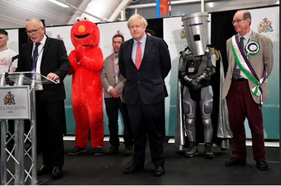 Johnson takes centre stage, along with Elmo & Lord Buckethead